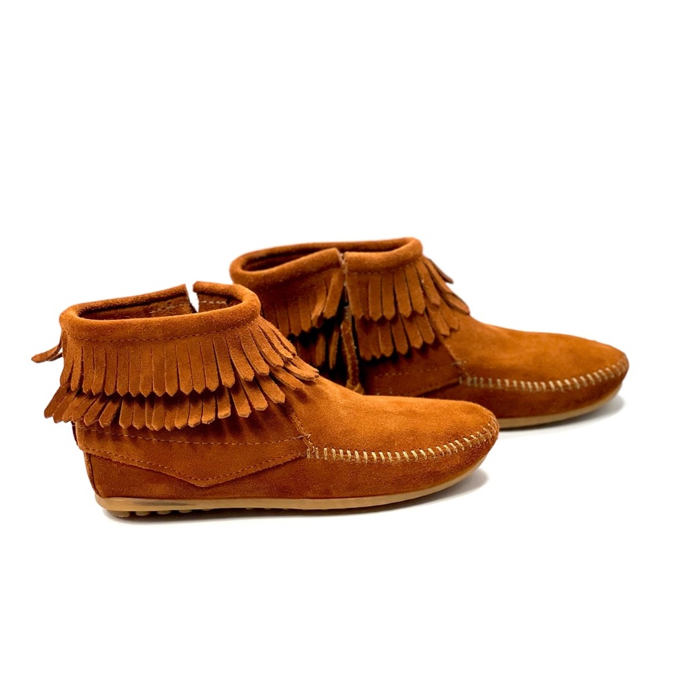 Girl's Minnetonka Double Fringe Suede Boots